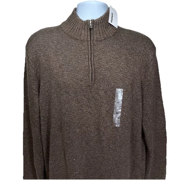 NEW Sonoma Men's Size XL Super Soft Knit 1/4 Zip Sweater Light Brown - Picture 5 of 10